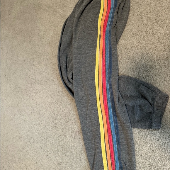Aviator Nation Grey 5- stripe Sweatpants | Rips on tag not visible on outside - Picture 3 of 4
